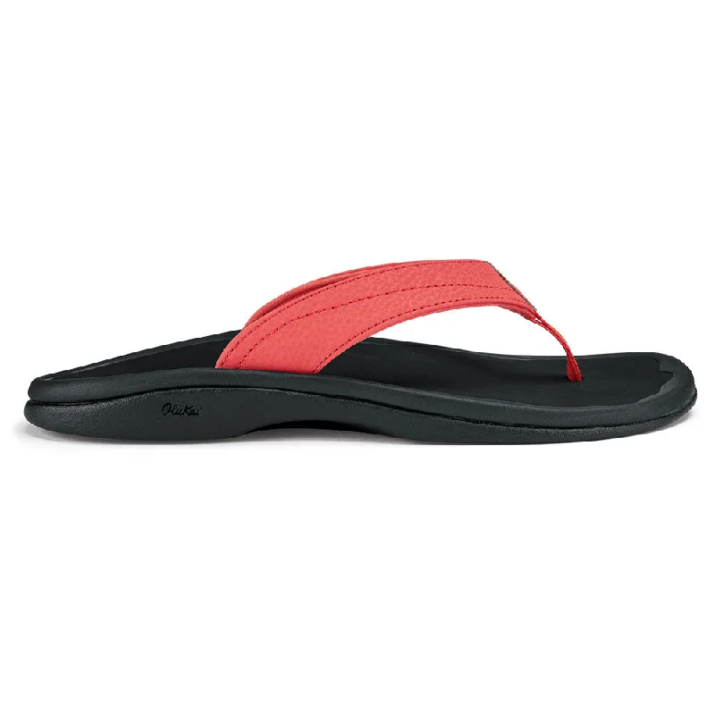 OluKai 'Ohana Flip Flop Sandal Hot Coral / Black (Women's)