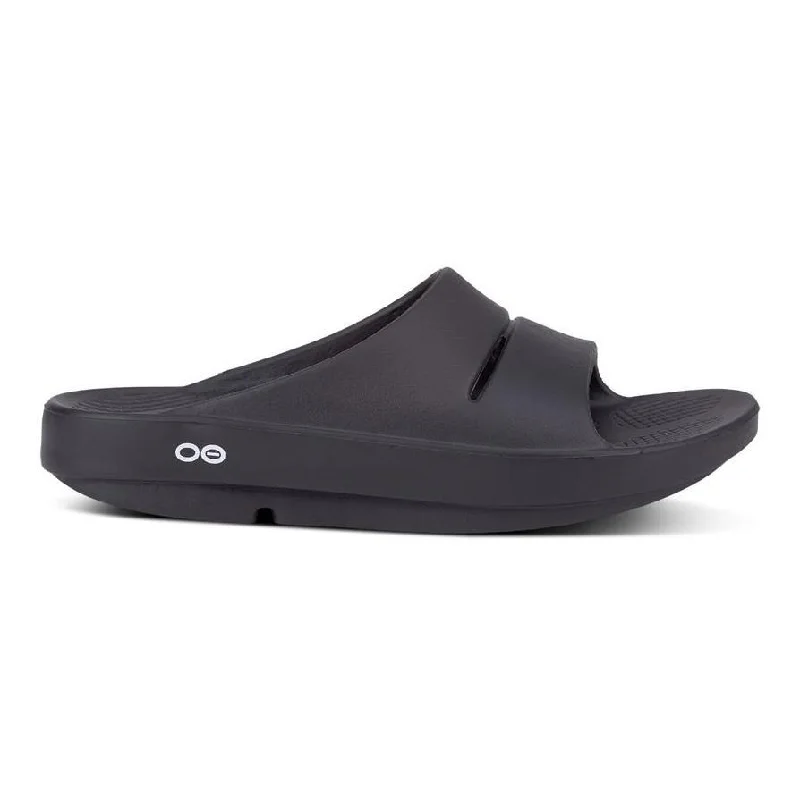 OOFOS Men's OOahh Black Rubber Slide