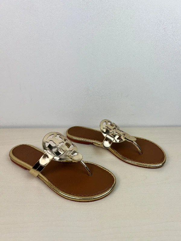 Sandals Designer By Tory Burch In Gold, Size: 9